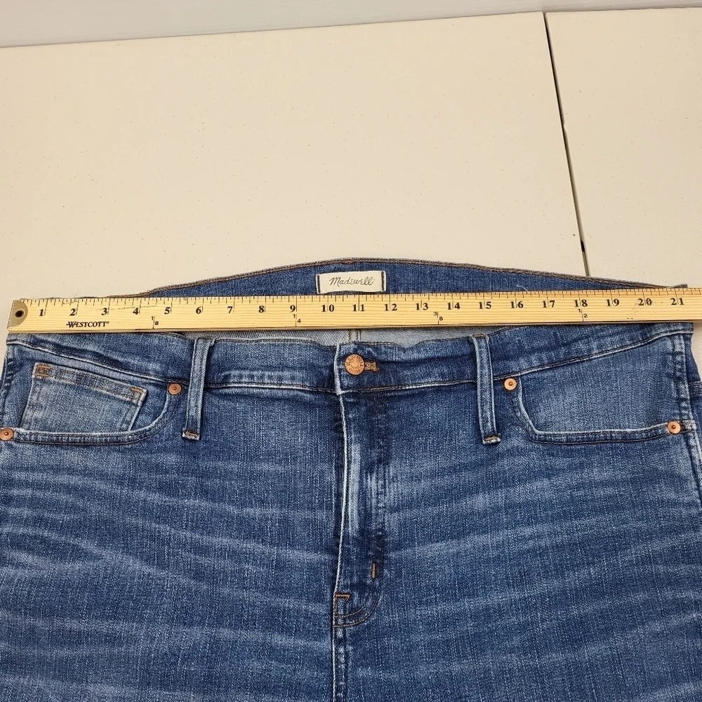 Madewell 9" High Rise Rip and Repair Edition Skinny Blue Denim Jeans Sz 36 - Picture 11 of 16